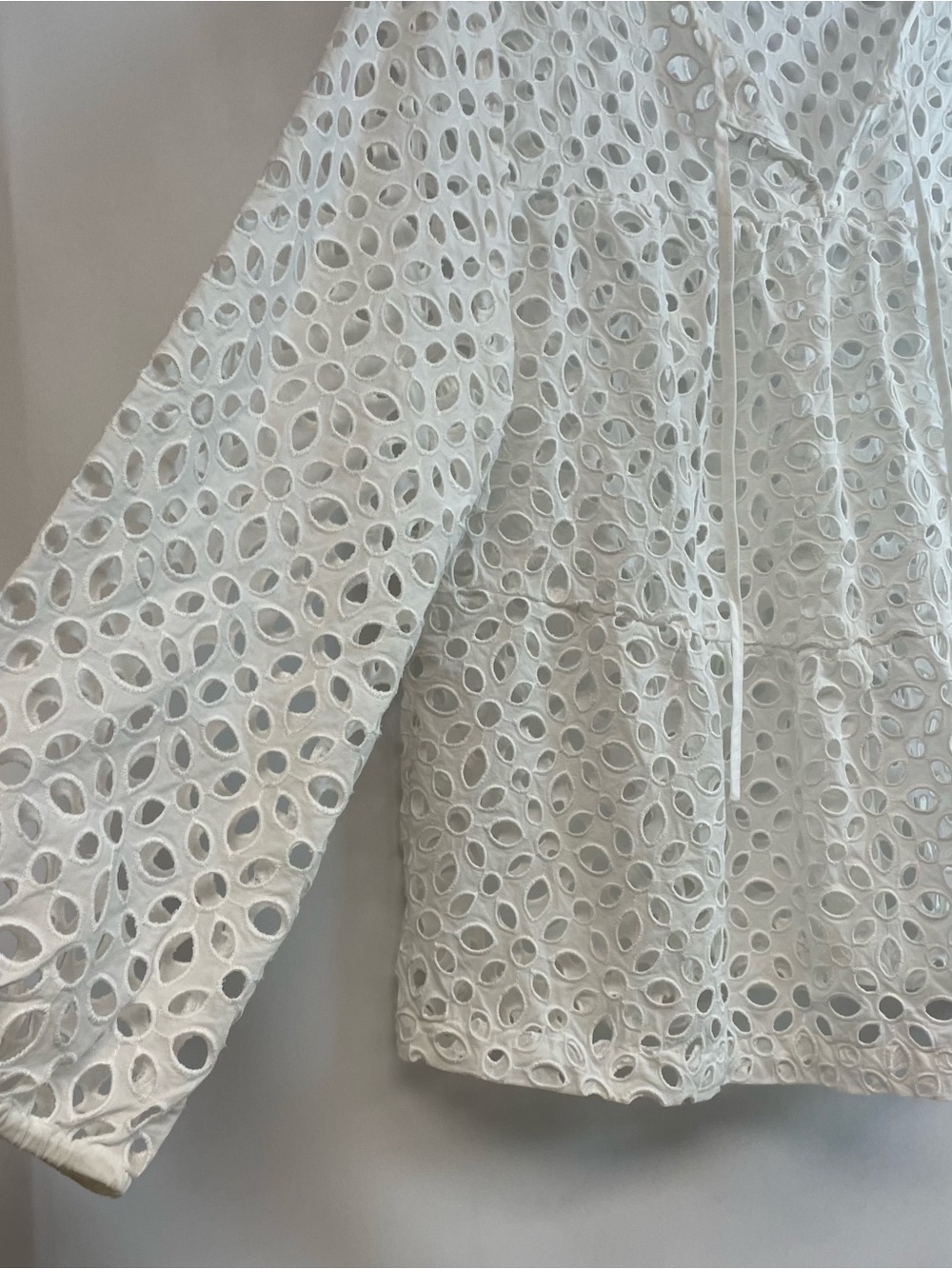 LOFT White Eyelet Tie-Neck Peasant Blouse - Picture 4 of 6